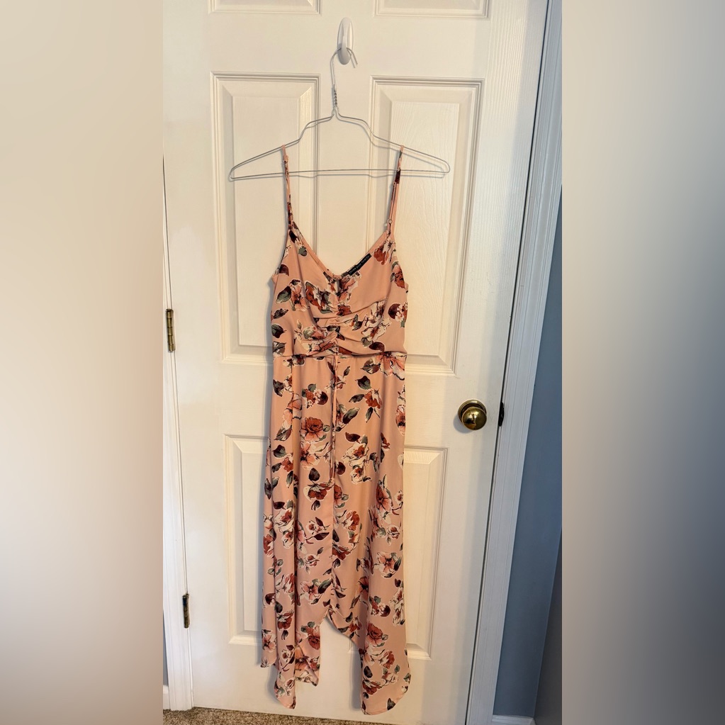 Three Pink Hearts, Pink Floral Midi/Maxi Dress, Med
